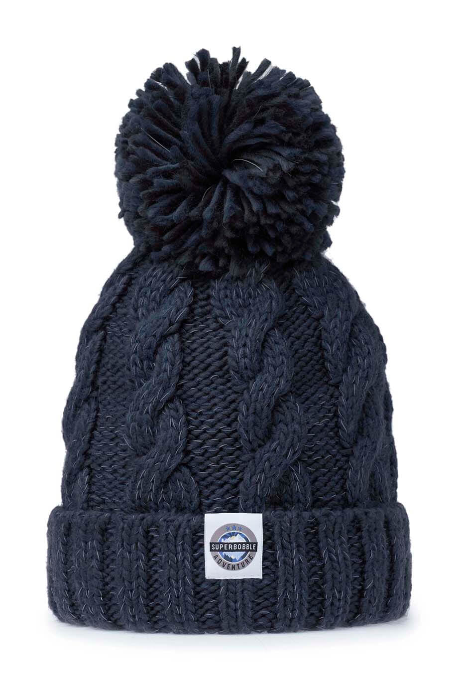 Deep Navy Cable Super Bobble Hat