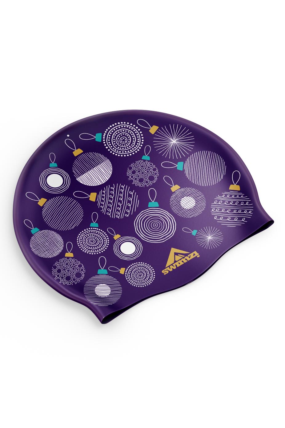 Christmas Baubles Swim Cap – Purple