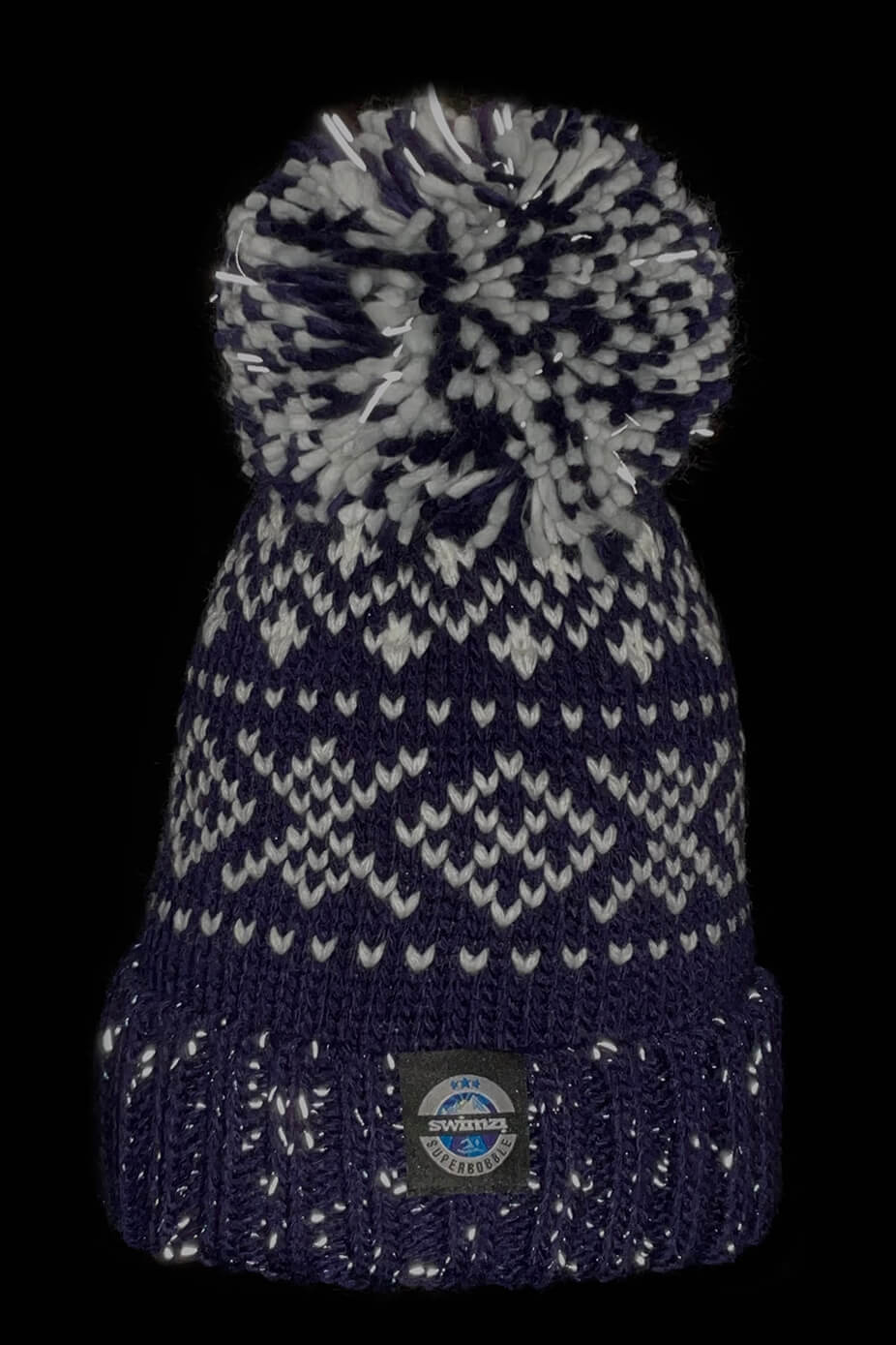 Navy Nordic Knit Reflective – Super Bobble Hat