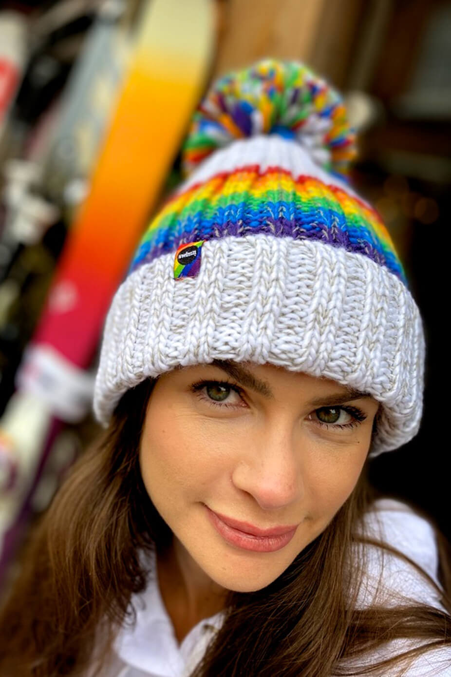 White Rainbow Reflective – Super Bobble Hat