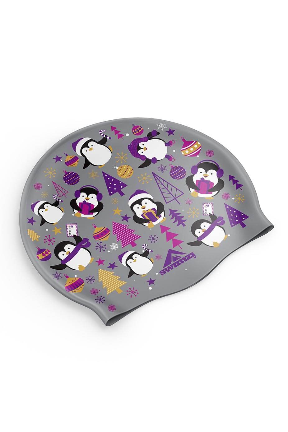 Christmas Penguins – Silver Swim Cap