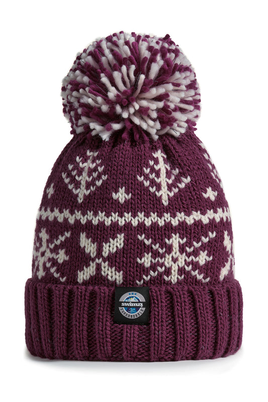 Fair Isle Plum Reflective – Super Bobble Hat