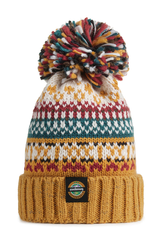 Mustard Nordic Knit Reflective – Super Bobble Hat