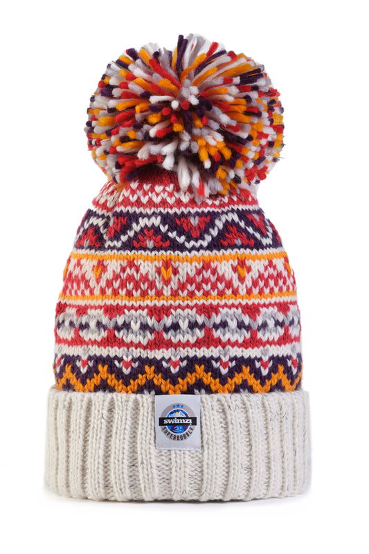 Cream Cherry Nordic Knit Reflective – Super Bobble Hat