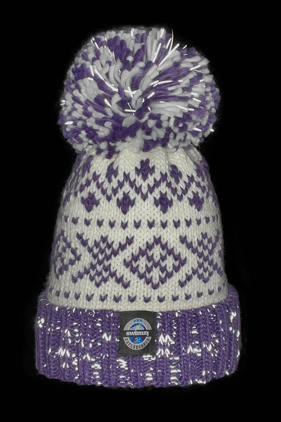 White & Heather Nordic Knit Reflective – Super Bobble Hat