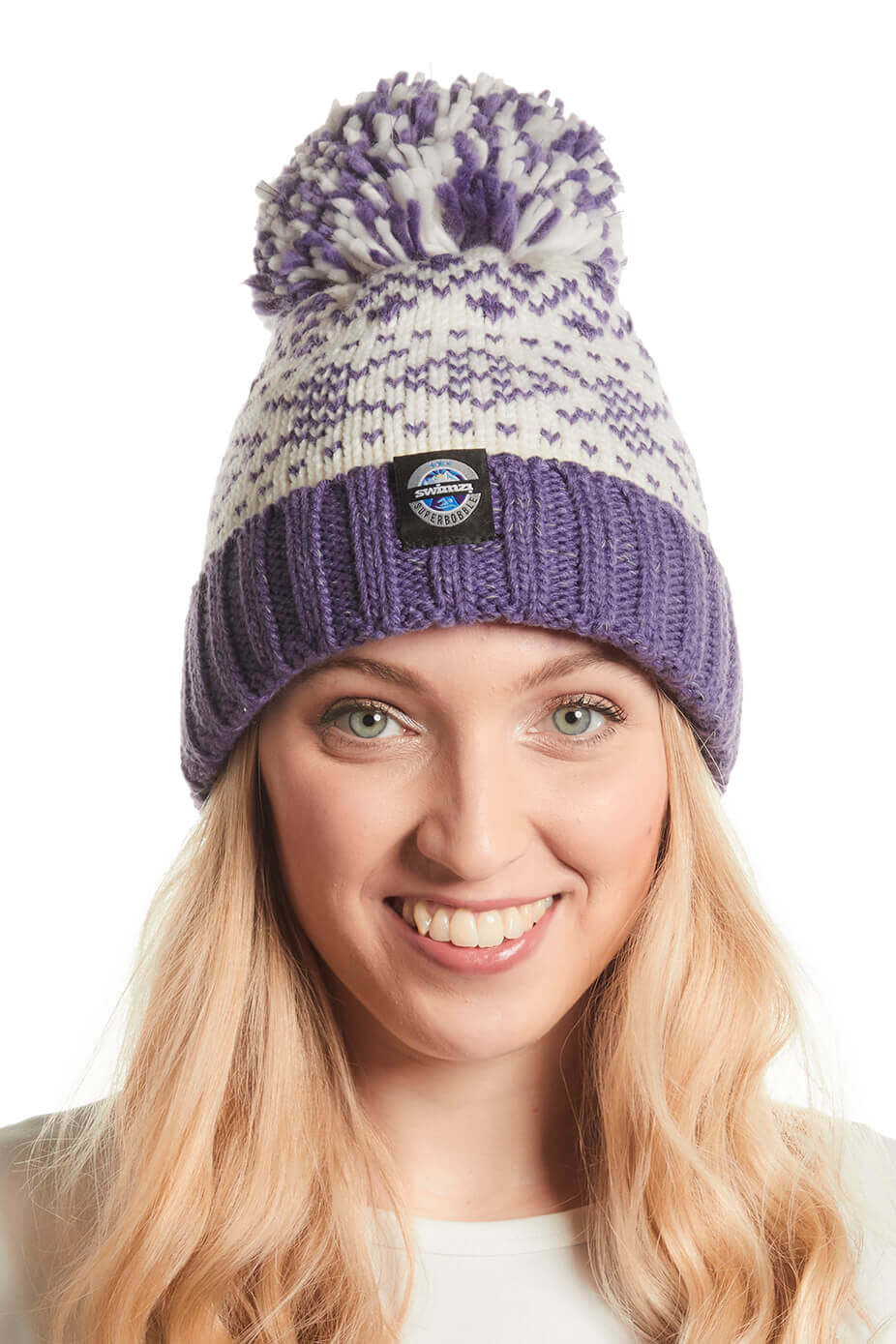 White & Heather Nordic Knit Reflective – Super Bobble Hat