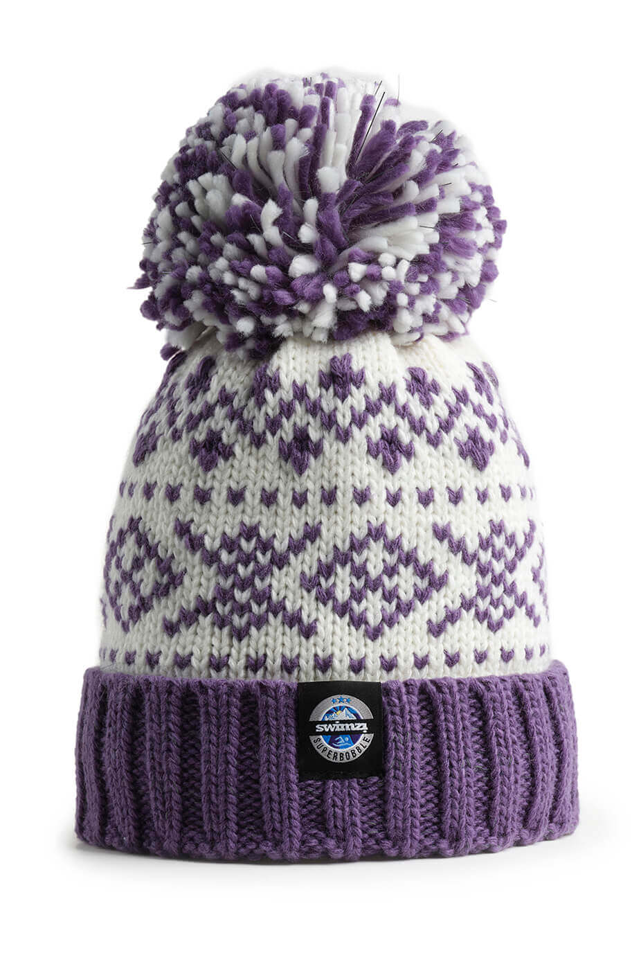 White & Heather Nordic Knit Reflective – Super Bobble Hat