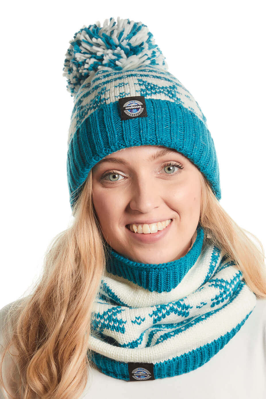 Teal Snowflake Nordic Knit Design – Neck Warmer